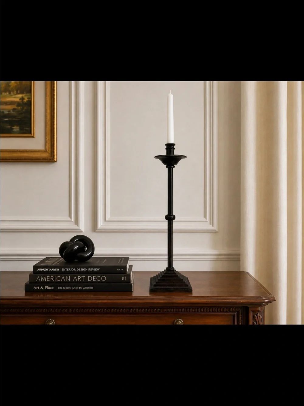 VNT 1980s Maitland-Smith Sculptural Bronzed Iron Candlestick Candle Holder ~ 22”